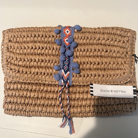 Fallon And Royce Straw Boho Summer Clutch Handbag - Picture 1 of 5
